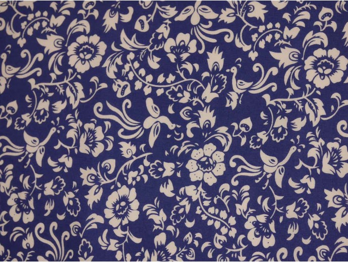 Printed Cotton Poplin Fabric - Vintage white Floral